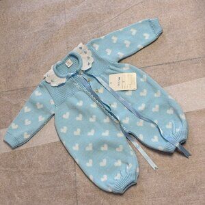 Lolin Spain Button-Front Baby Blue Romper (Size 3)